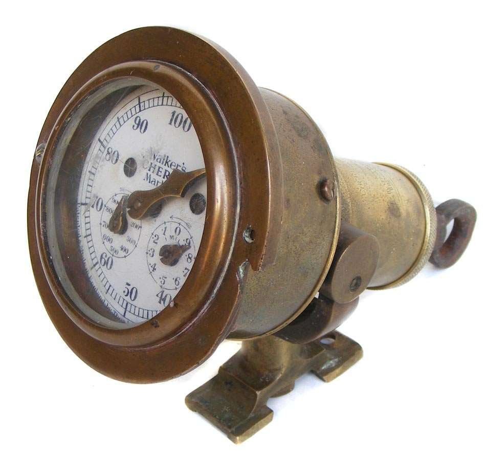 Antique Walker's Cherub Mark III solid brass ship's log - 1930's England