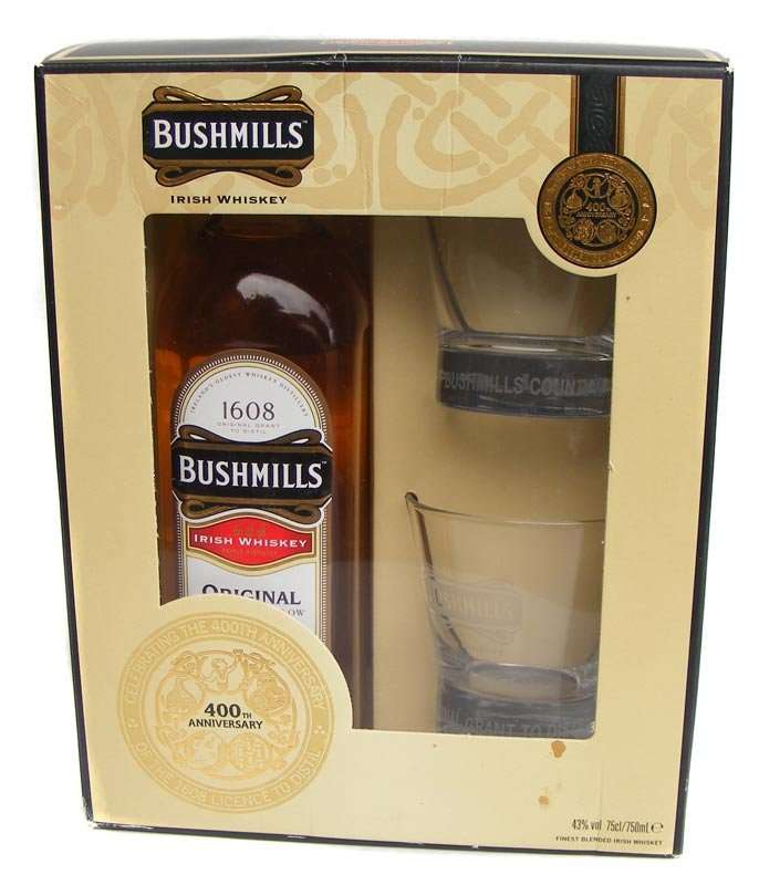 Bushmill's 400th Anniversary edition Irish whisky -Gift pack with glasses