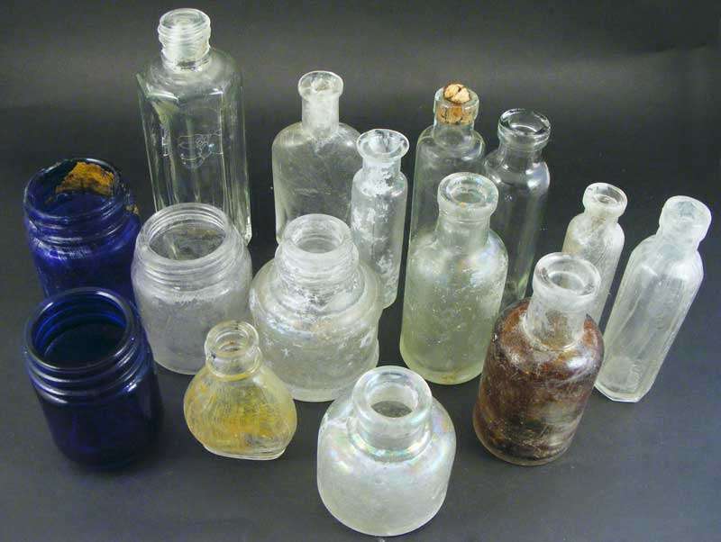Collection of 15 Small Antique Glass bottles for the Collector or Decorator!