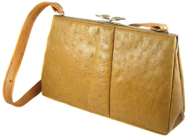 Vintage Genuine Ostrich Leather handbag CORBEAU CURIO Quality Excellent condition