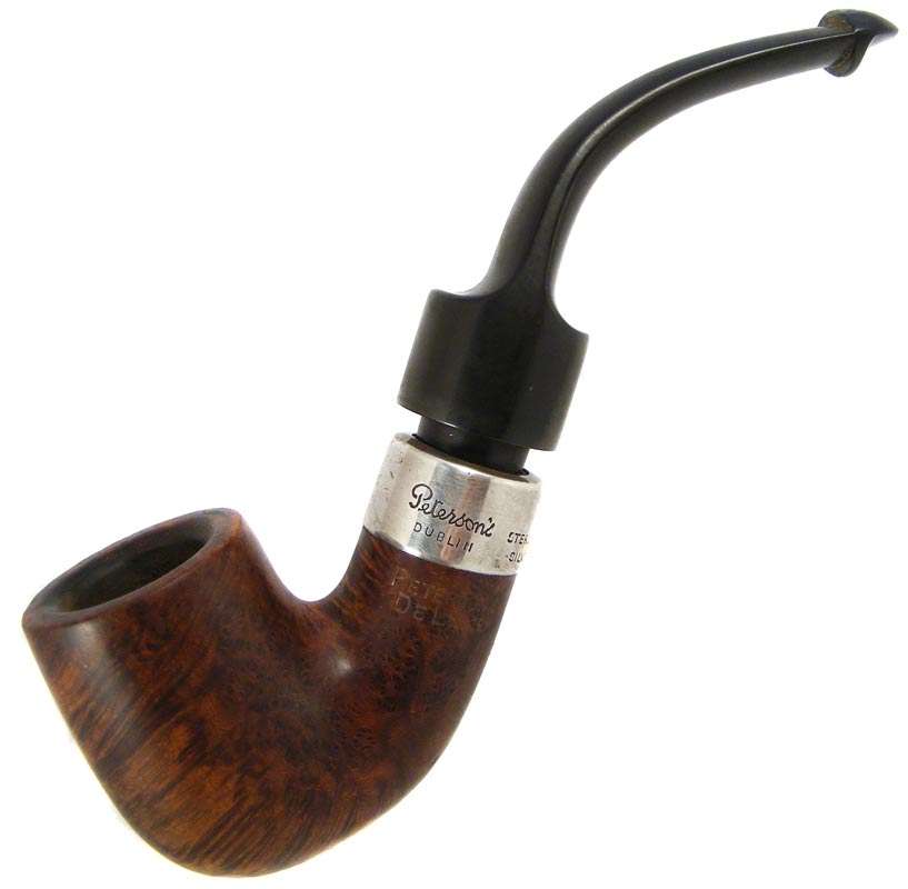 Vintage Peterson's Deluxe 8S Briar Root Sterling Silver Mount Pipe + Extra Pipe, Pipe Bag and Tool