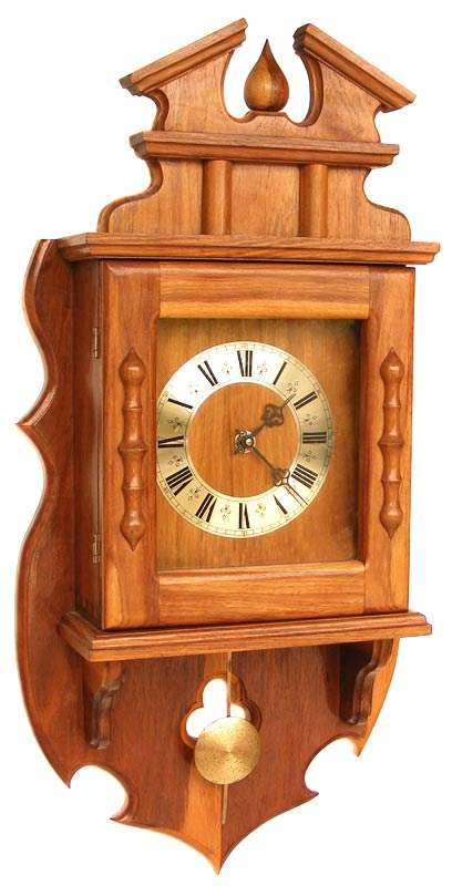 Large Teak Wall Clock - New Hermle Electronic Quartz, Pendulum, Chime and Strike-Various Features