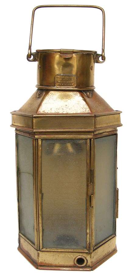 Antique c1914 Eli Griffith & Sons Brass Kerosene Wall Mount Lantern - Made in Birmingham England