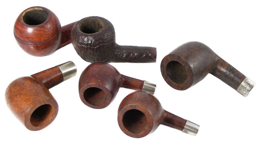 Lot Of 6 Vintage Collectable  Briar pipe bowls in excellent condition - Yello-Bole, Borlum, Student