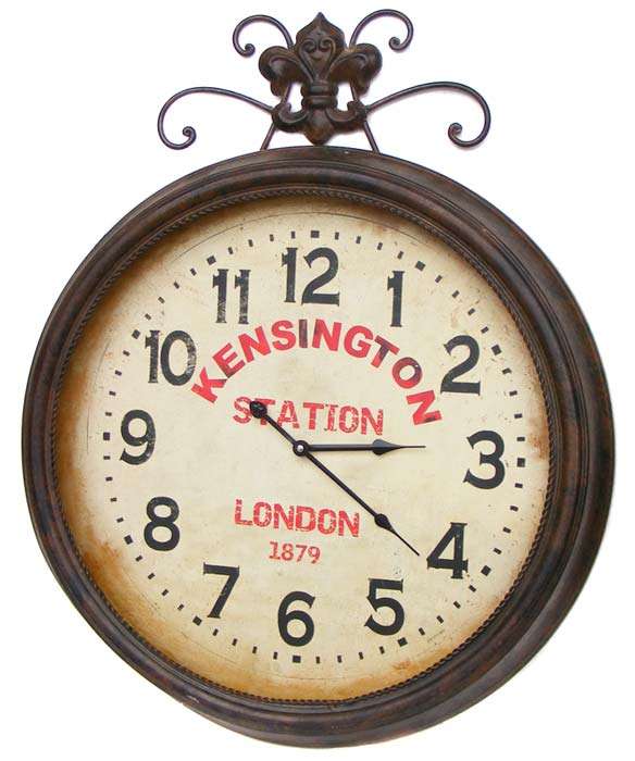 Large Antique Reproduction Kensington Station Wall Clock - 62cm diameter!