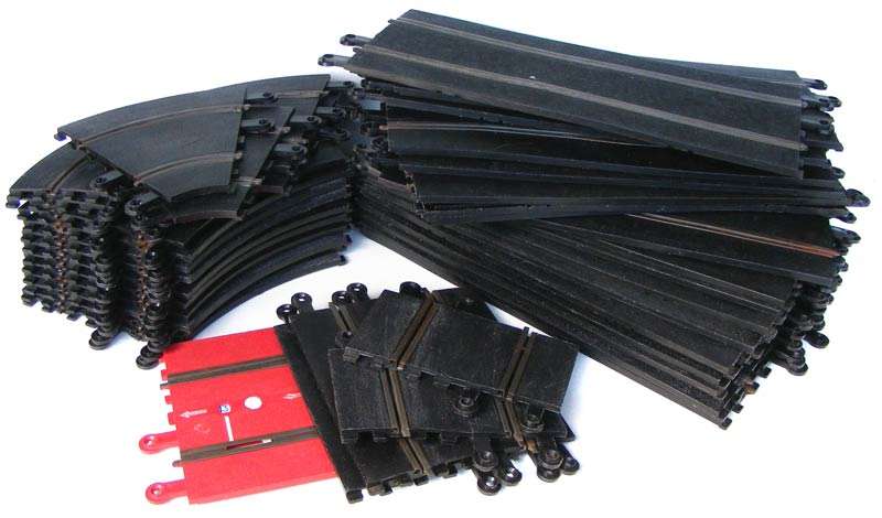 Lot Various Genuine Tri-Ang Scalextric Tracks - 36 Tracks + 28 Railings + Bonus Tracks and Parts