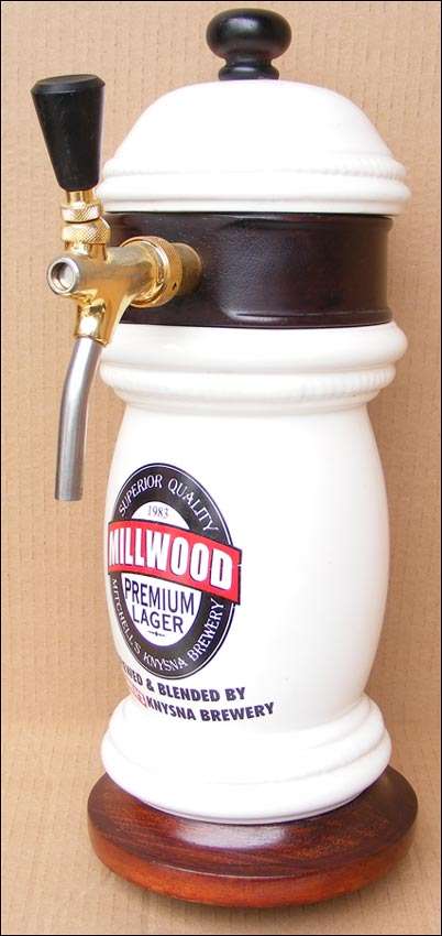 Draught on Tap Full Size Beer Dispenser From Closed Bar - Millwood Lager - Mitchell's Knysna Brewery