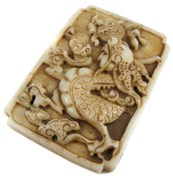 Chinese Hand Carved Nephrite Jade Dragon Plaque/Pendant - Oriental Art/Culture