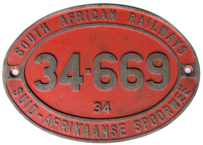 SAR/SAS Train Diesel Engine/Locomotive Bilingual Number Plate Series 34 no. 669