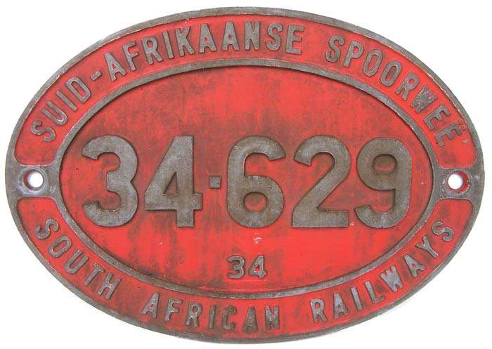 SAR/SAS Train Diesel Electric Engine/Locomotive Bilingual Number Plate Series 34 no. 629