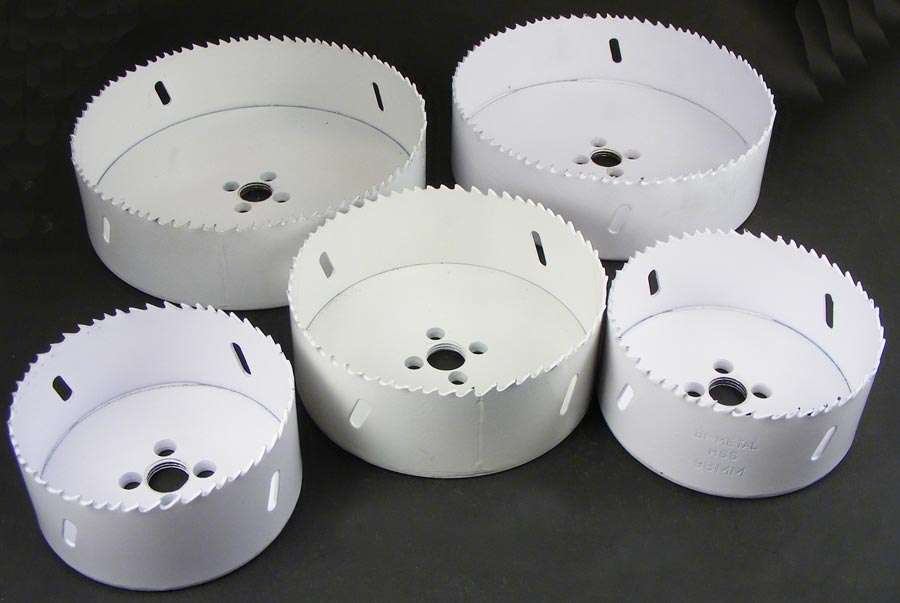 Set of 5 New Large Tork Craft HSS Bi Metal Hole Saws - 92, 102, 121, 140, 146mm for metal, wood etc.