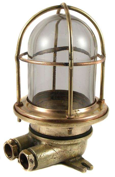 Genuine Old Solid Brass Maritime Bulkhead Light - Nautical/Ship Ceiling or Wall mount light