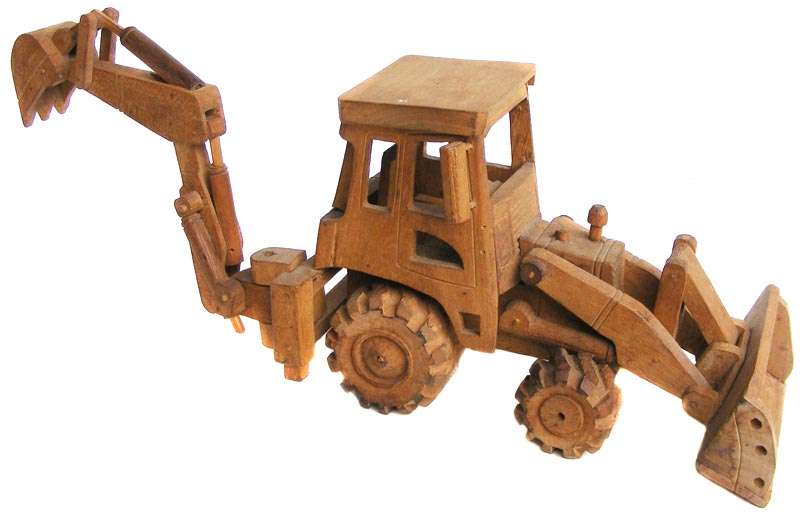 Vintage Hand Made Wooden Digger Loader -  wooden pistons - a work of art!