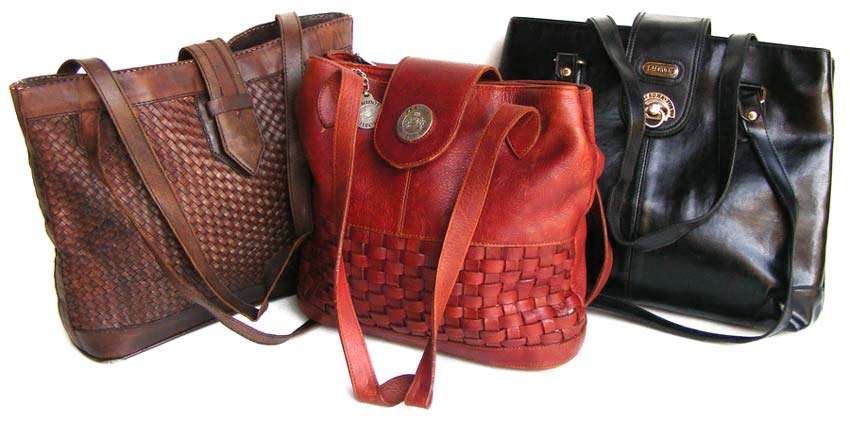 Lot of 3 Vintage Genuine Leather handbags - Good useable condition - cleaned and treated