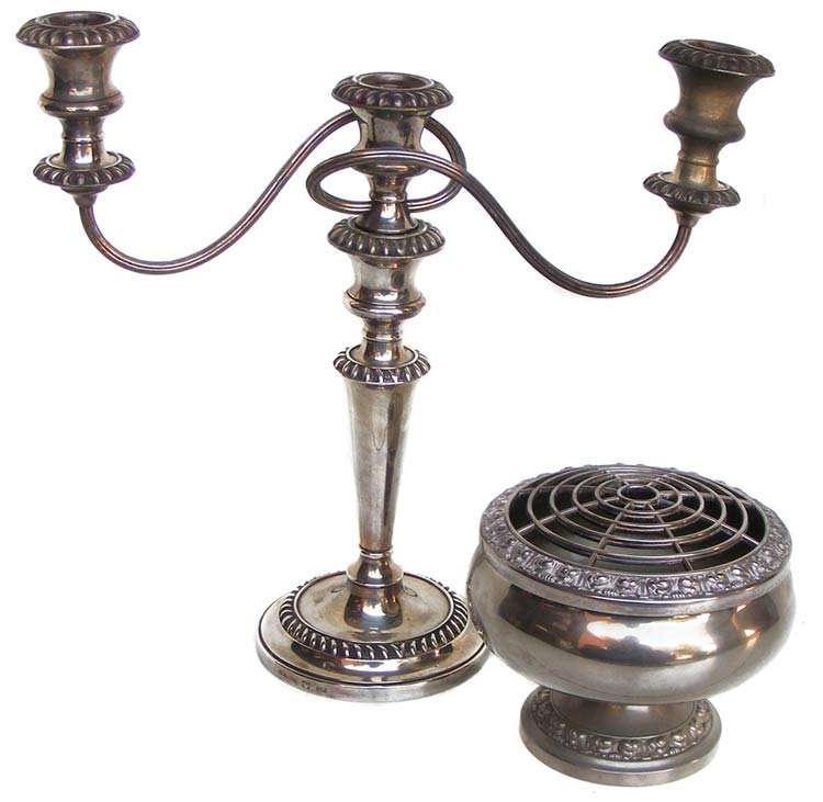 Beautiful Old  English Silver Plated Candelabra with bonus flower pot - Barker&Ellis