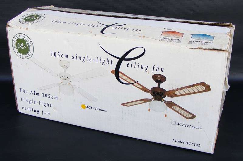 AIM white 105cm single light 3 speed ceiling fan - unused in original box