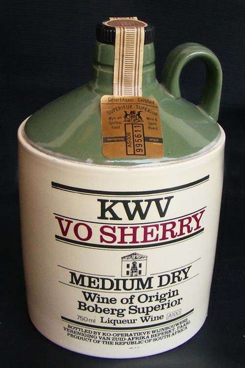 KWV VO medium dry Sherry in stoneware jug - unknown vintage