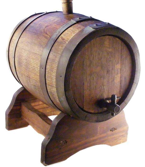 Vintage Oak Wine Barrel with Brass tap and Copper rings