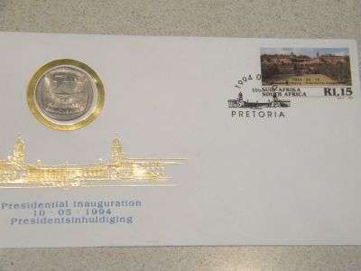7 x 1994 Inauguration R5 FDC with Brilliant UNC Coin