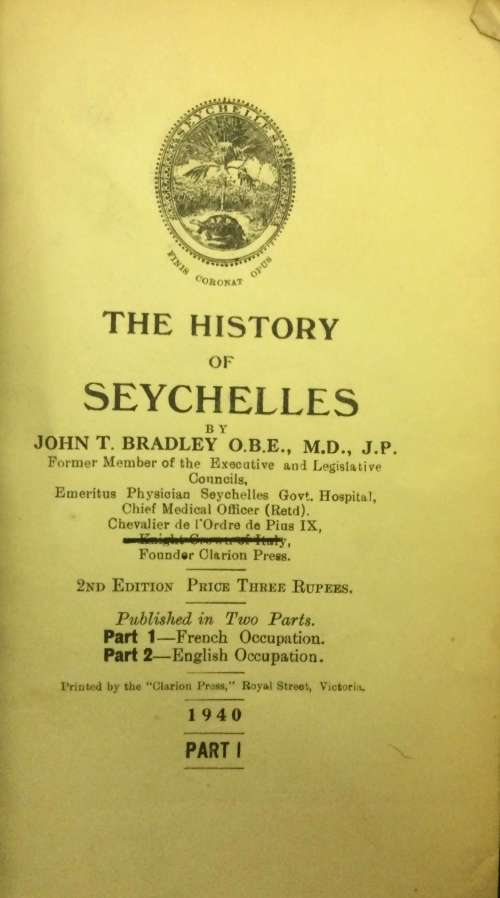 The History of Seychelles. 2 volume set.c.1940