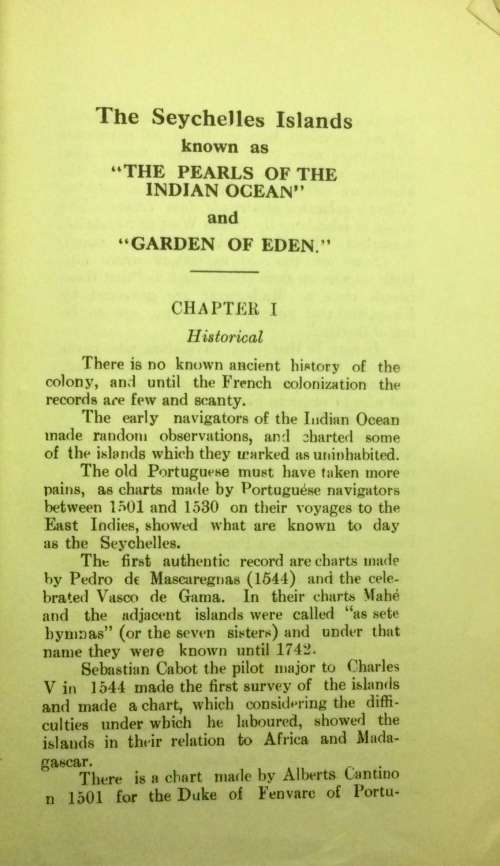 The History of Seychelles. 2 volume set.c.1940