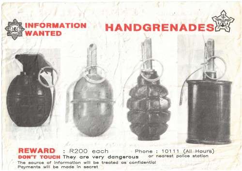 SADF and S.A.P.S Reward Poster. c.1980