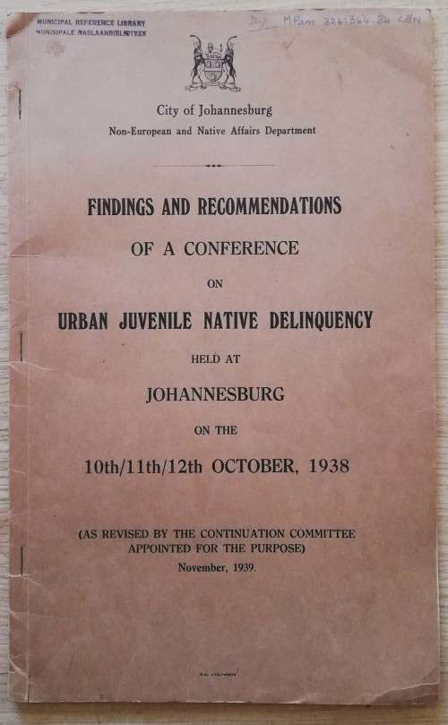 Findings and Recommendations of a Conference on Urban Juvenile N*** Delinquency