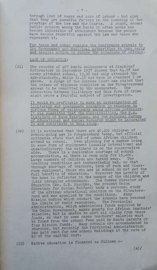 Findings and Recommendations of a Conference on Urban Juvenile N*** Delinquency