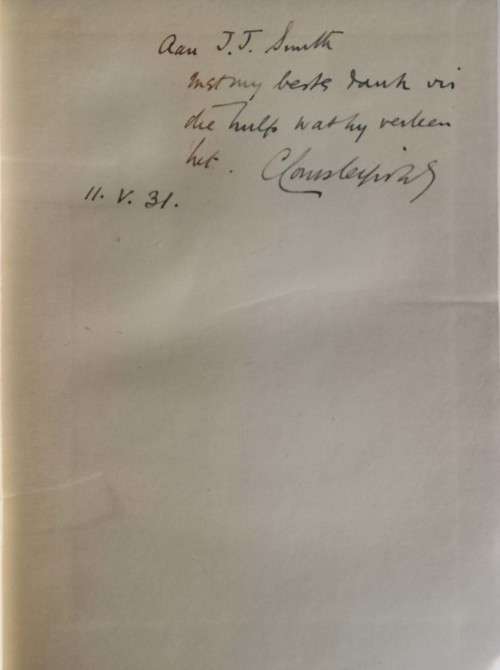 Die Donker Huis. c.1931. First Edition. (Inscribed by Louis Leipoldt to famous Afrikaans linguist)