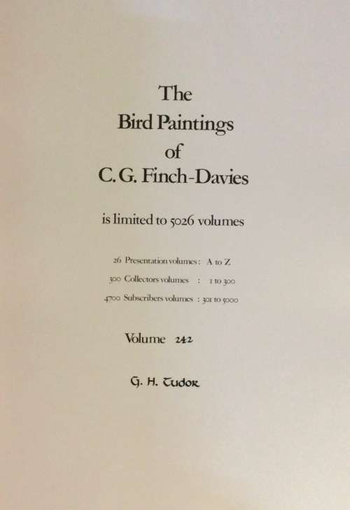 The Bird Paintings of C.G. Finch-Davies. De Luxe Edition