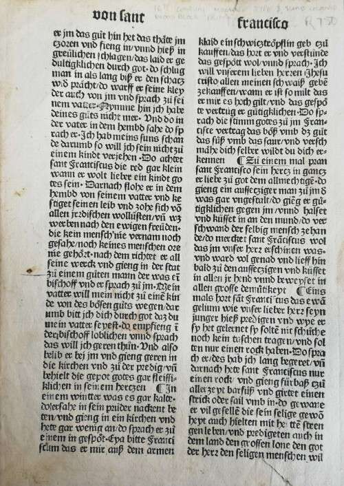 Incunabula page. 16th Century