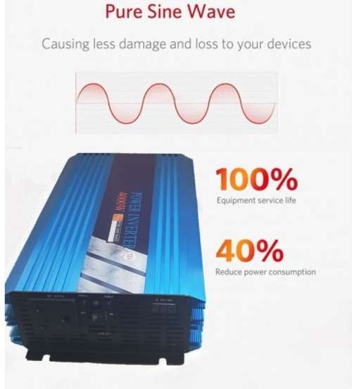 4000W Pure Sine Wave Power INVERTER - 12V DC TO 220V AC