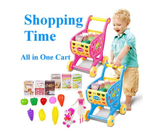 Shopping Cart Toy for Toddler Baby,Mini Emulational Supermarket Plastic  Cooking Kids