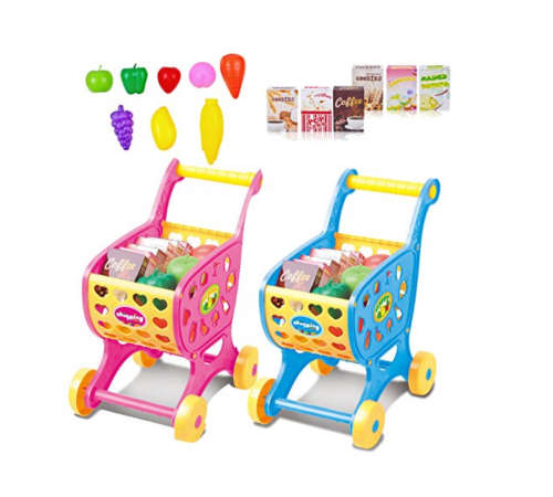 Shopping Cart Toy for Toddler Baby,Mini Emulational Supermarket Plastic  Cooking Kids
