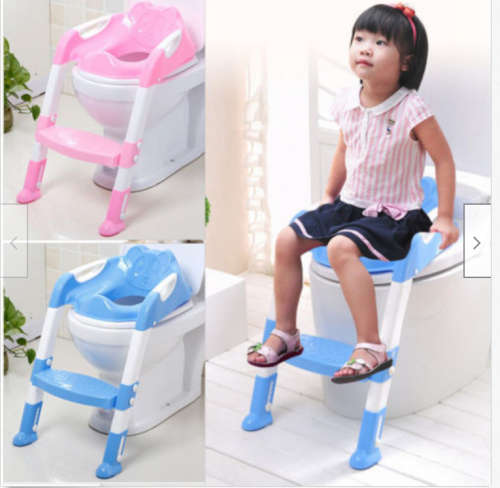 Folding Toddler Potty Training Toilet Ladder - Pink & Blue