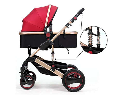 Baby Pram /Stroller - 2 Function Foldable Baby Pram Maroon belecoo brand