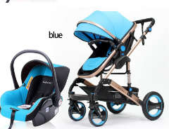 Baby Pram / Stroller - 3 Function Foldable Baby Pram with Car Seat- Blue Belecoo Brand