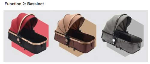 Baby Pram / Stroller - 3 Function Foldable Baby Pram with Car Seat- Khaki Chocolate 535-Q3