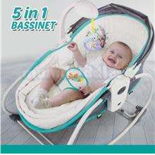 Premium 5 In 1 Newborn Baby Rocker Bassinet Bouncer Toddler Music Chair With Toy