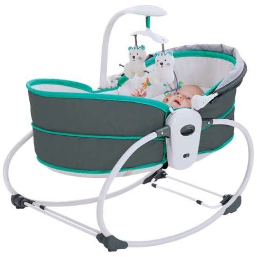Premium 5 In 1 Newborn Baby Rocker Bassinet Bouncer Toddler Music Chair With Toy