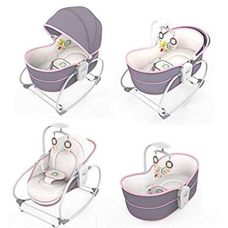 Premium 5 In 1 Newborn Baby Rocker Bassinet Bouncer Toddler Music Chair With Toy