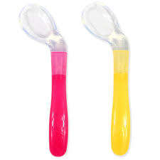 Baby Elbow Silicone Spoon - Pink-Yellow