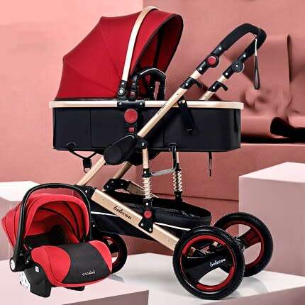 Baby Pram /Stroller - 3 Function Foldable Baby Pram with Car Seat- Maroon belecoo brand