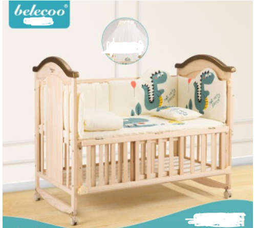 BELECOO SOLID NATURAL WOOD BABY BED BABY CRIB