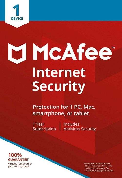 McAfee Internet Security 2020 1 Device 1 Year License Key for Mac,Windows,Android