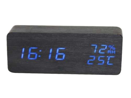 LED ALARM CLOCK WITH TEMPERATURE &  HUMIDITY, TIME ,DATE DISPLAY SOUND CONTROL BLUE LIGHT