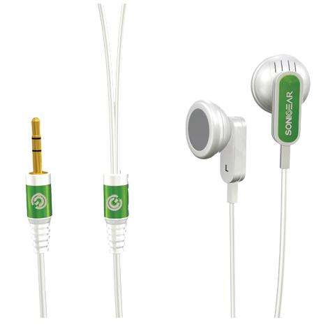 SonicGear iPlug 1 Lightweight - Comfortable Earplug, Digital stereo sound 3.5mm headphone jack-Green