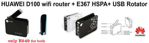 Huawei D100 mini 3g / wifi router Plus Huawei e367 - 21mbps 3g modem included - R50 shipping