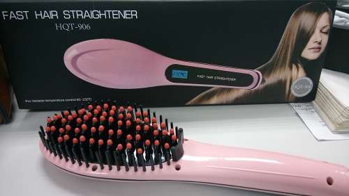 Hair straightener brush