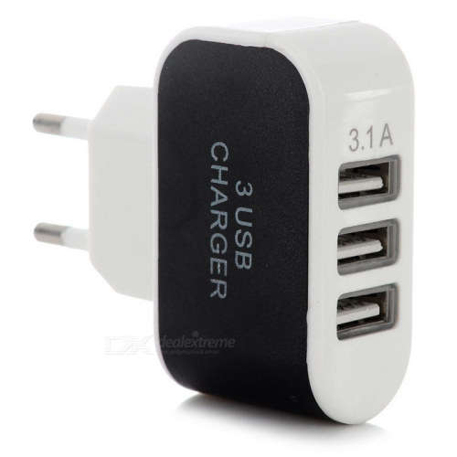 *FREE SHIPPING*3*USB 2.0 5V 3.1A EU Plug Smart Quick Charger - White + Black